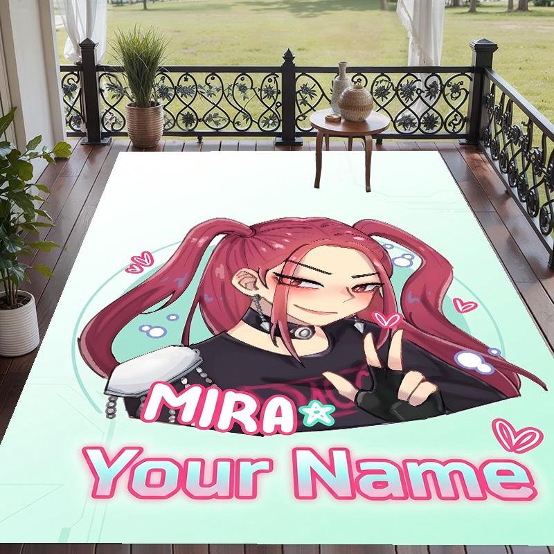 Custom Text Printed Rug Kpop Demon Hunters Non Slip Floor Carpet For Home Room Decor