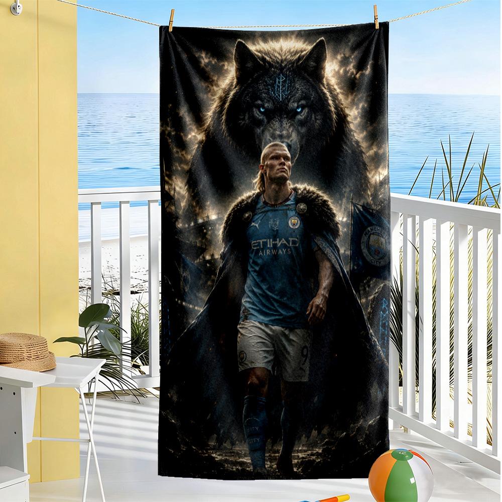 Electric City Footballer Beach Towel Quick-Dry Soft Microfiber Comfortable Lightweight