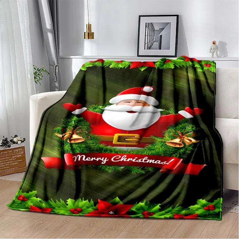 Merry Christmas Tree Santa Claus Kids Gift Cartoon Plush Blanket,Flannel Blanket Throw Blanket for Living Room Bedroom Bed Sofa
