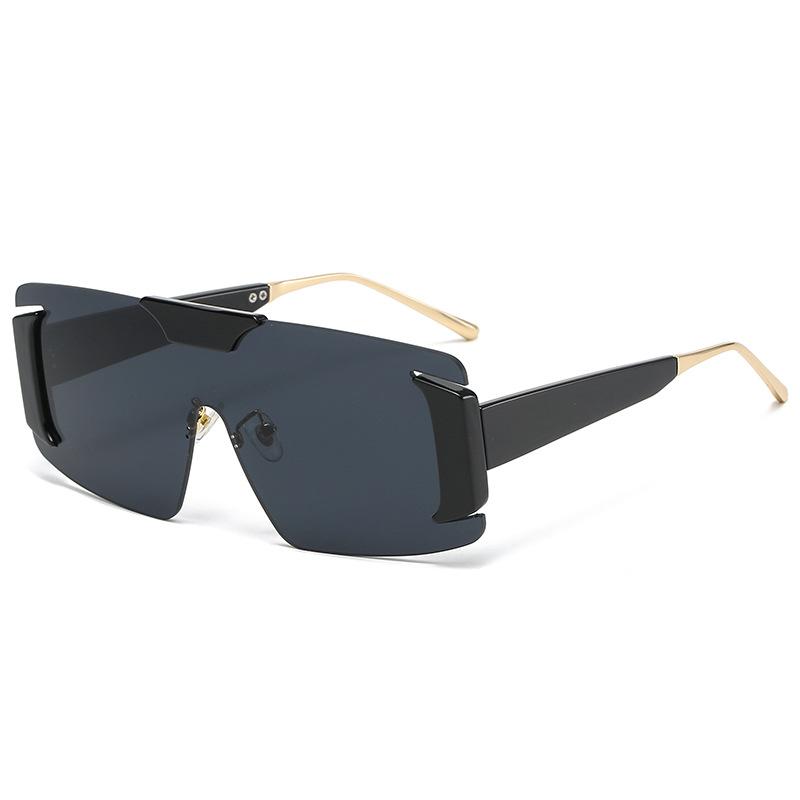 New personalized frameless integrated sunglasses men's and women's trendy large-frame sunglasses street shot glasses s