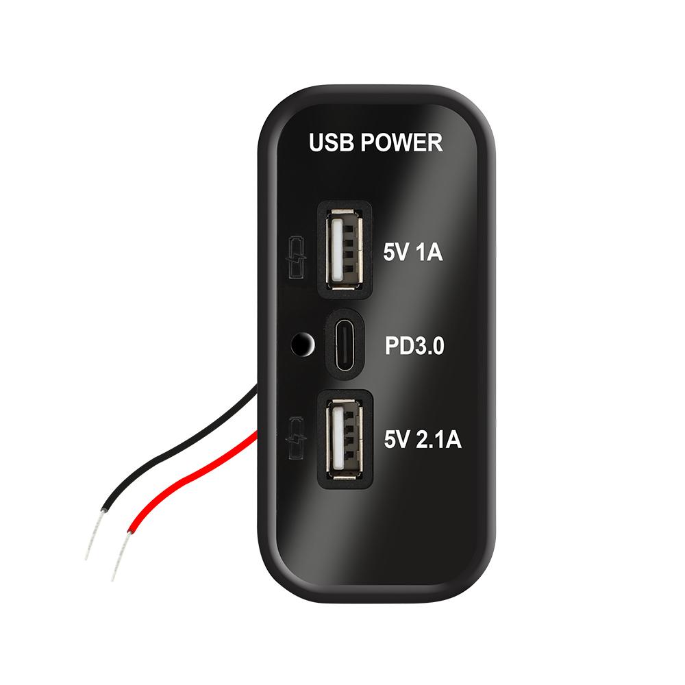 

3 порта PD 3.0 двойной USB гнездо автомобильного зарядного устройства для мотоцикла, автомобиля, грузовика, квадроцикла, лодки, автодома, автобуса, выход адаптера питания 12/24 В