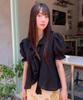 Deuloupisumeon Fairy Pintuck Ruffle Blouse [Black]