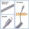 90° USB-C to type C Coiled Charger Cable Retractable Fast Charging Braided Cord for iPhone 17/16/15 Samsung Galaxy S25 S24