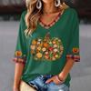 Women's V-Neck Halloween Print Lightweight Top for Spring and Summer