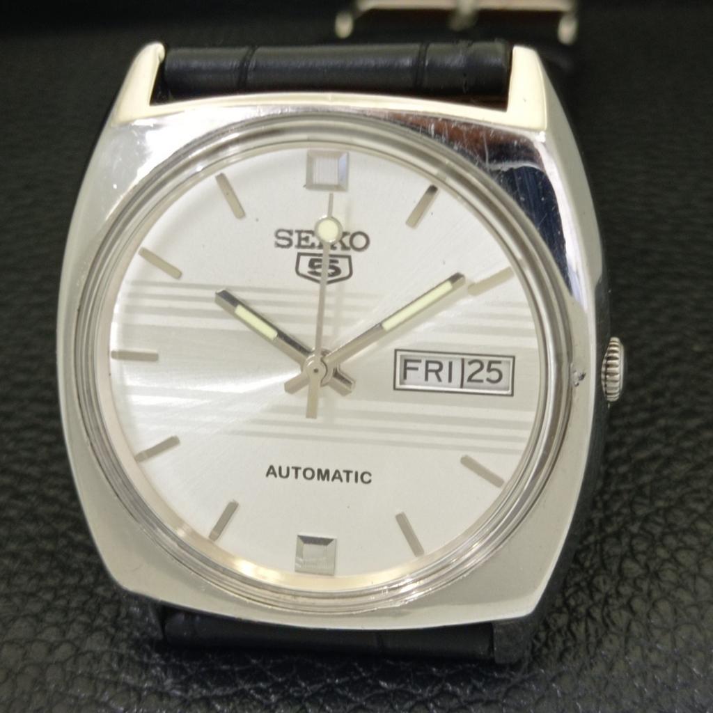 Seiko 5 AUTOMATIC 6309A VINTAGE JAPAN MENS SILVER COLOR DIAL WATCH A701581-5 R206b-a701581