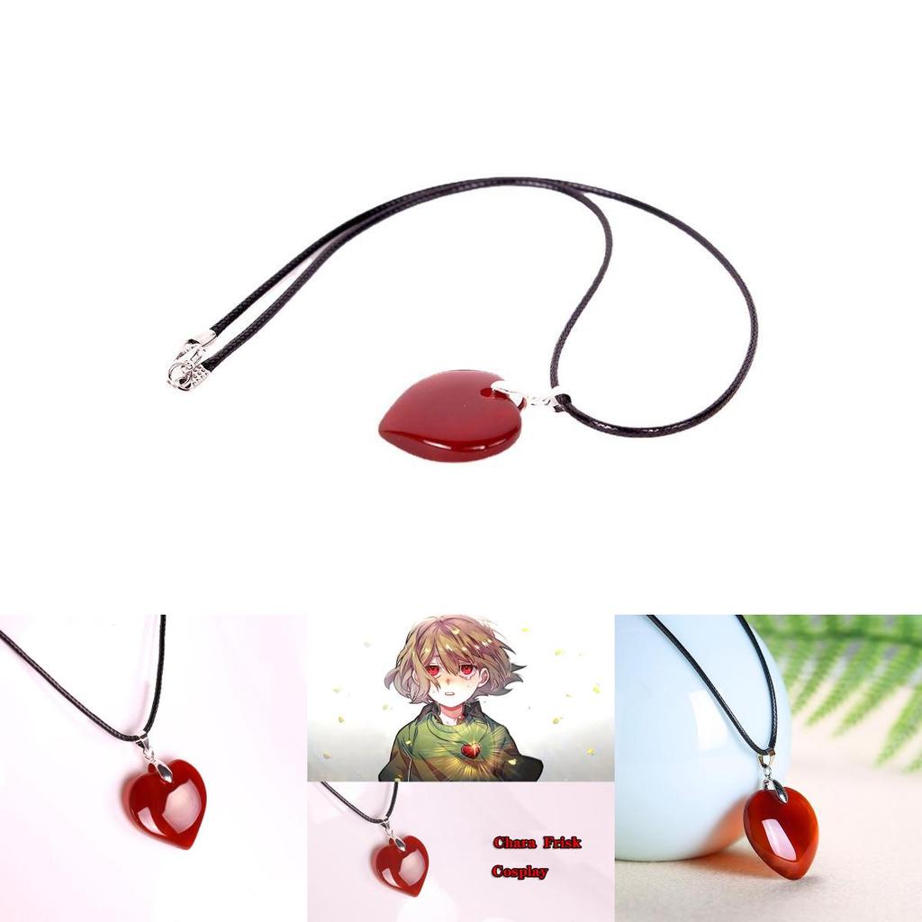 Unique Agate Undertale Chara Love Cosplay Necklace Featuring Heart Design For Fashion Lovers