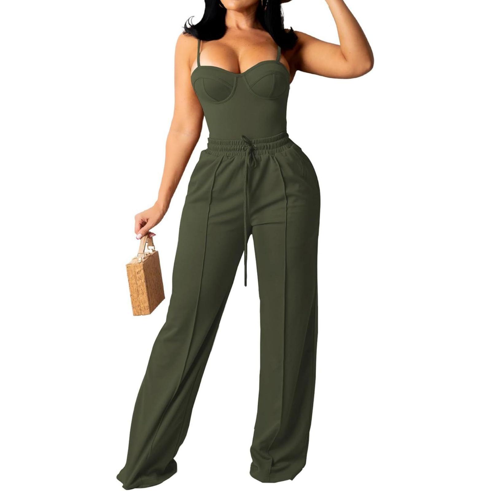 

Women s Wide Leg Sports Pants, High Waisted Loose Pants, Fashionable Drawstring Sports Jogging Pants M