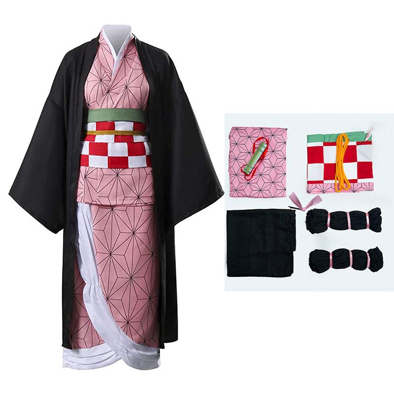Kamado Nezuko Cosplay Anime Nezuko Cosplay Costume Kimono Haori Wig Suit Adult Boys Halloween Carnival Costumes