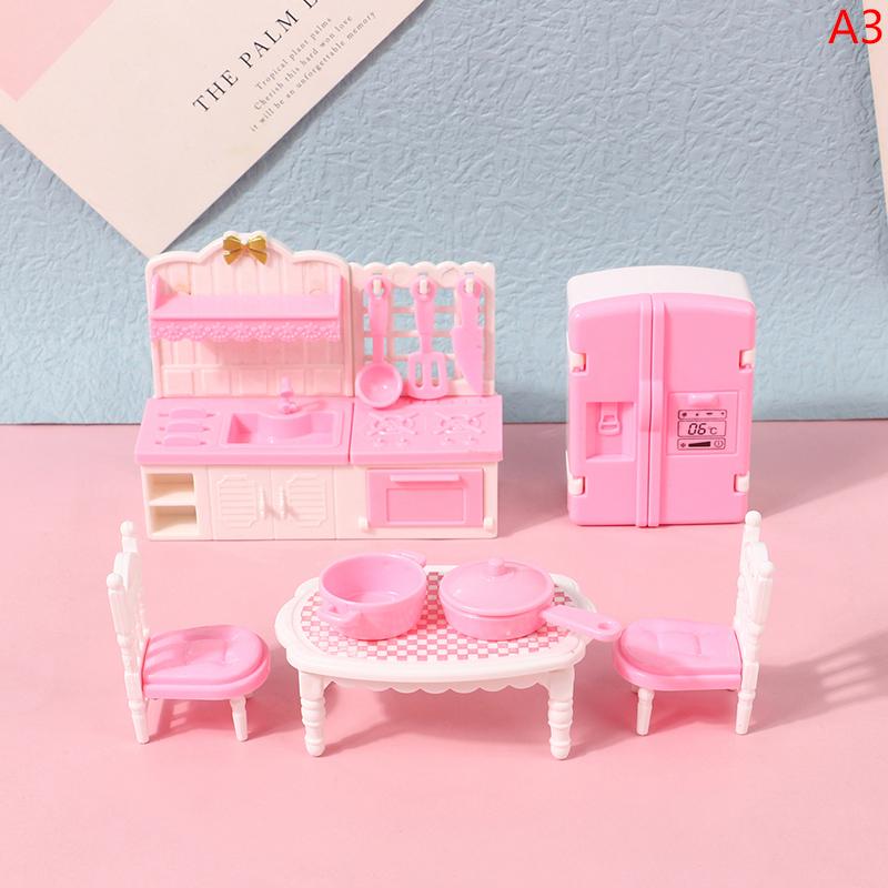 4/7/10/11Pcs Miniature Dollhouse Furniture Accessoies Kid Toys Kitchen Bedroom Living Room Bathroom Cooking Things For Doll Game