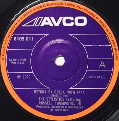 7inch Record STYLISTICS, RUSSELL THOMPKINS, JR. - Betcha By Golly, Wow 6105011 Avco 1972 UK Soul/Funk Used