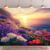 2D Colorful Wildflowers by the Sea Background Cloth for Vacation & Beach Party Photography Props