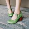 Girls' Shoes Women Pumps Solid Buckle Round Toe Lolita Shoes Square Heel Ankle Strap Shoes Woman High Heel Shoes Plus Size 32-43