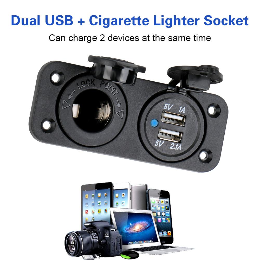 Car Accessories For Car And RV 12-24V Car Charger Socket Splitter 5V Dual USB Charging Charger Power Adapter