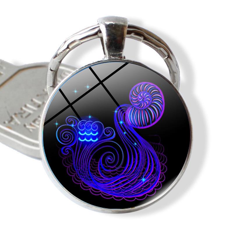 Crystal Zodiac Keychain - Elegant European & American Style Gemmed Keyring Ornament