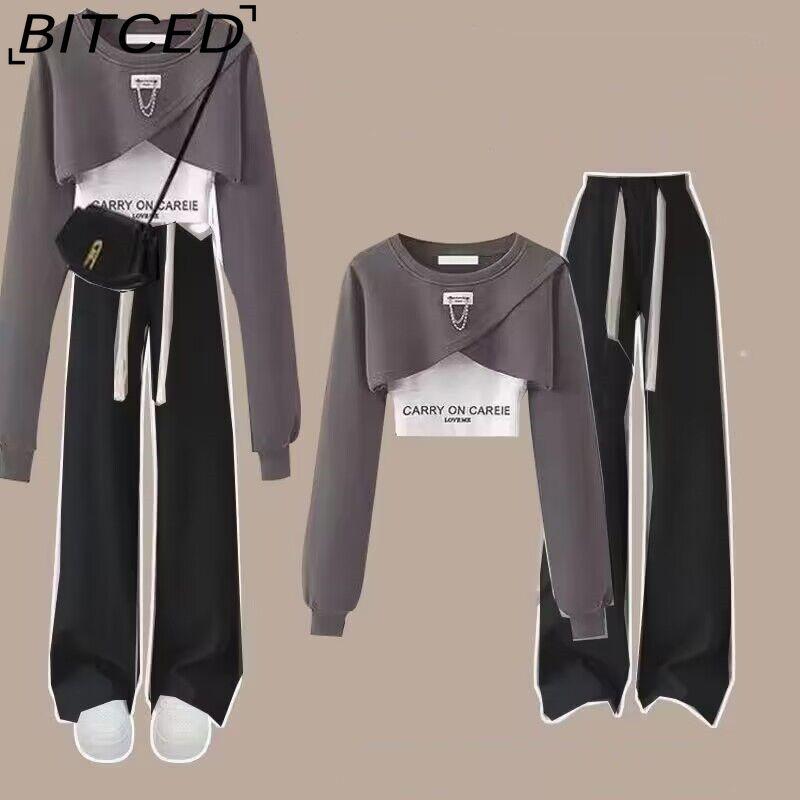 BITCED Dopamine Cool et Cool Style Sel Fille Cool et Élégant Pantalon de Travail Street, Costume Fille Hot, Uniforme Scolaire, Sweat à Capuche Trois Pièces