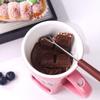Caneca Aquecedora de Café para Fondue de Chocolate 200ml Caneca de Cerâmica para Derreter Chocolate Com Garfo, Caneca para Derreter Queijo Manteiga Caramelo Doce