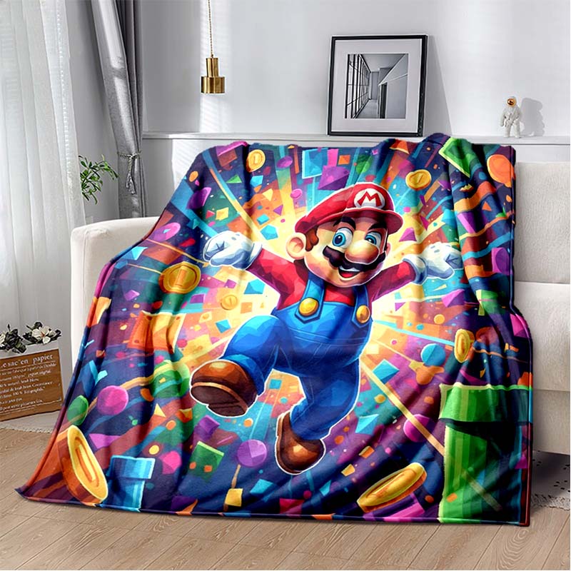 Super Mario game blanket, warm and comfortable flannel blanket, suitable for bedrooms, sofas, beds, chairs