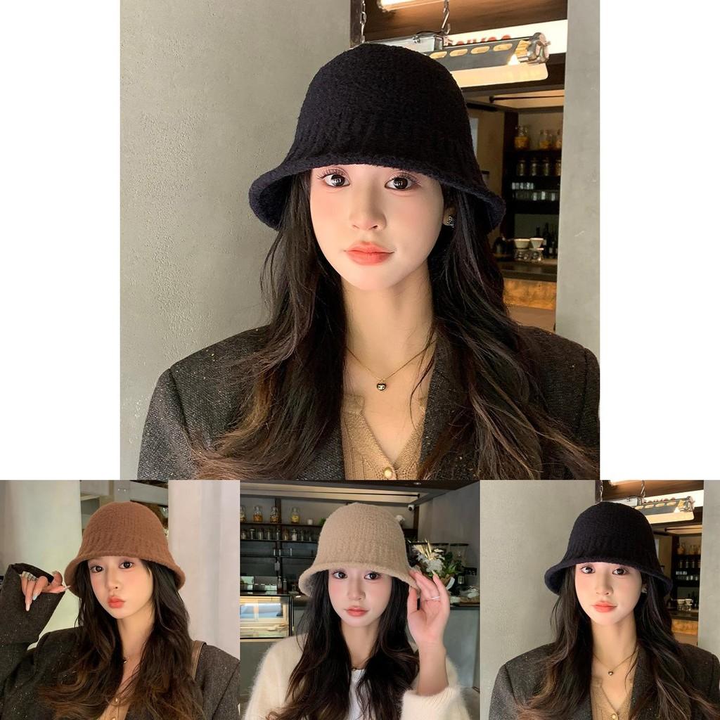 Simple Water Bucket Hat For Women With Warm Knit Material For Autumn And Winter