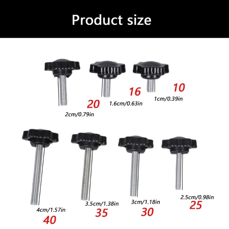 6Pcs Industrial Screws Ergonomic Knob Plastic Tighten Bolt Knob Hexagonal Head Handle Hand Screw Plastic Tighten Bolt