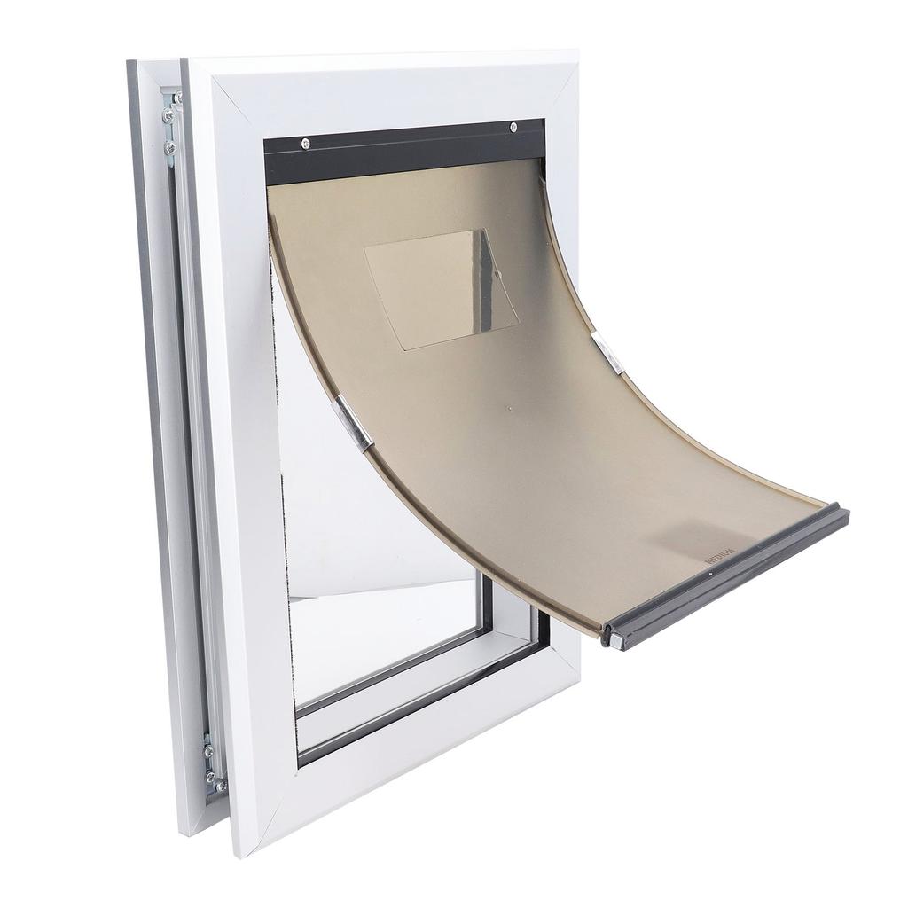 Hundetür Flexibel Abschließbar Sicherheit Stark Langlebig Haustierklappe für Innen- und Außentüren Silber