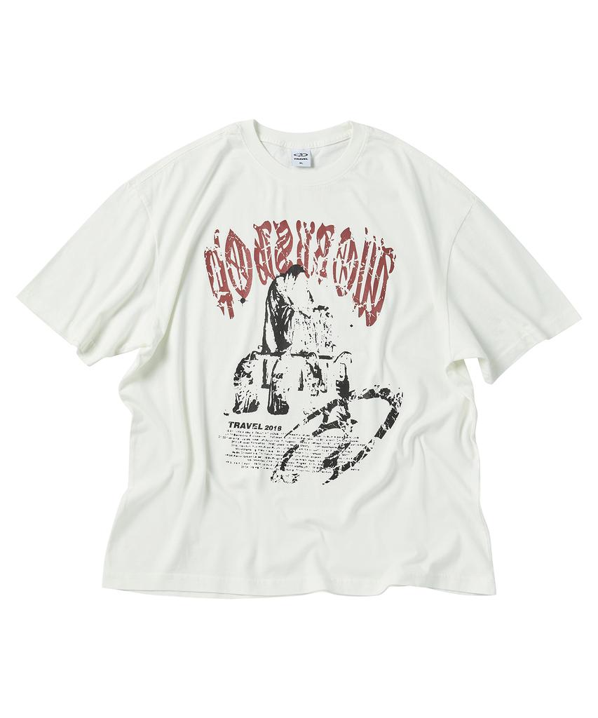 TRAVEL Dispair Pigment Short Sleeve T-Shirt Cream