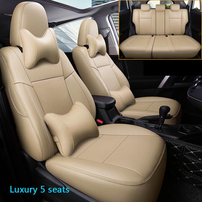 Premium Leather Car Seat Cover For Toyota RAV4 2013-2018 Custom Fit Auto Special Luxury Protect Breathable Car Seat Cushion