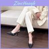 Small Fragrance Black Pu Pointed Toe High Heel Slide Sandals For Spring Fashion