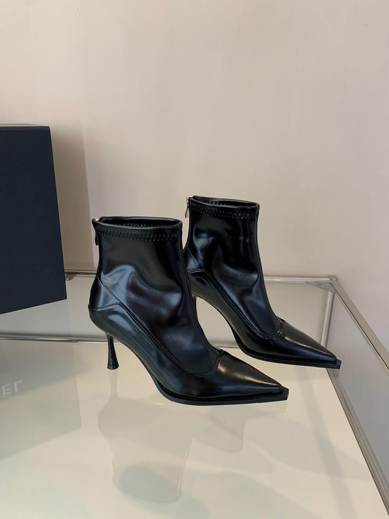 Fashion Women's  Soft Leather Pointed Toe Thin High Heel Shoes Sexy Autumn Winter Shoes Women Dress Warm Wedding Ankle Boots