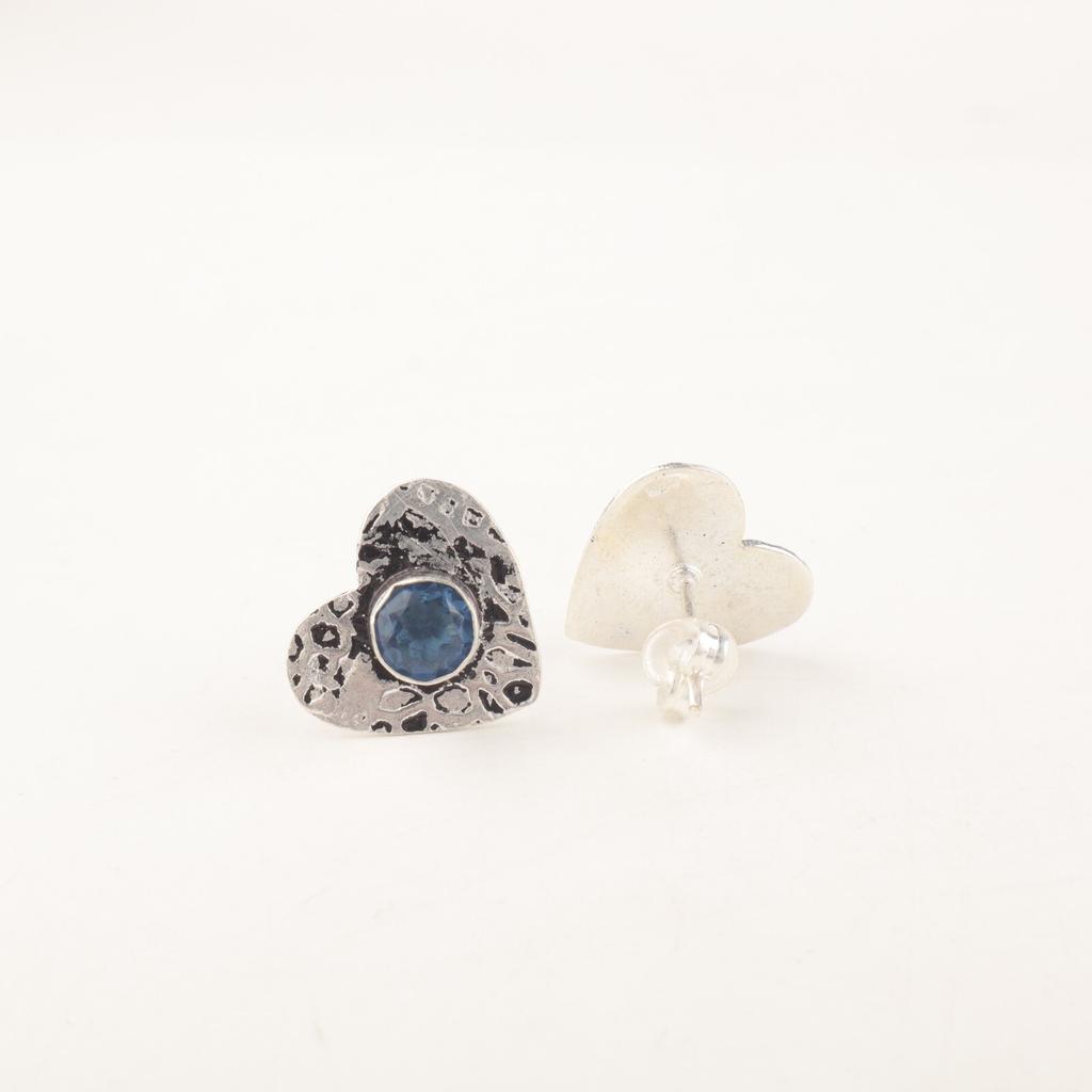 London Blue Topaz Gemstone 925 Sterling Silver Jewelry Handcrafted Studs 0.6" EE-143-9
