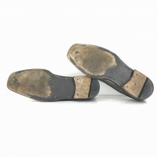 Hugo Boss Italy Leather Swirl Moc 27.0 Dark Brown Blake Stitch Dress Shoes(USED)