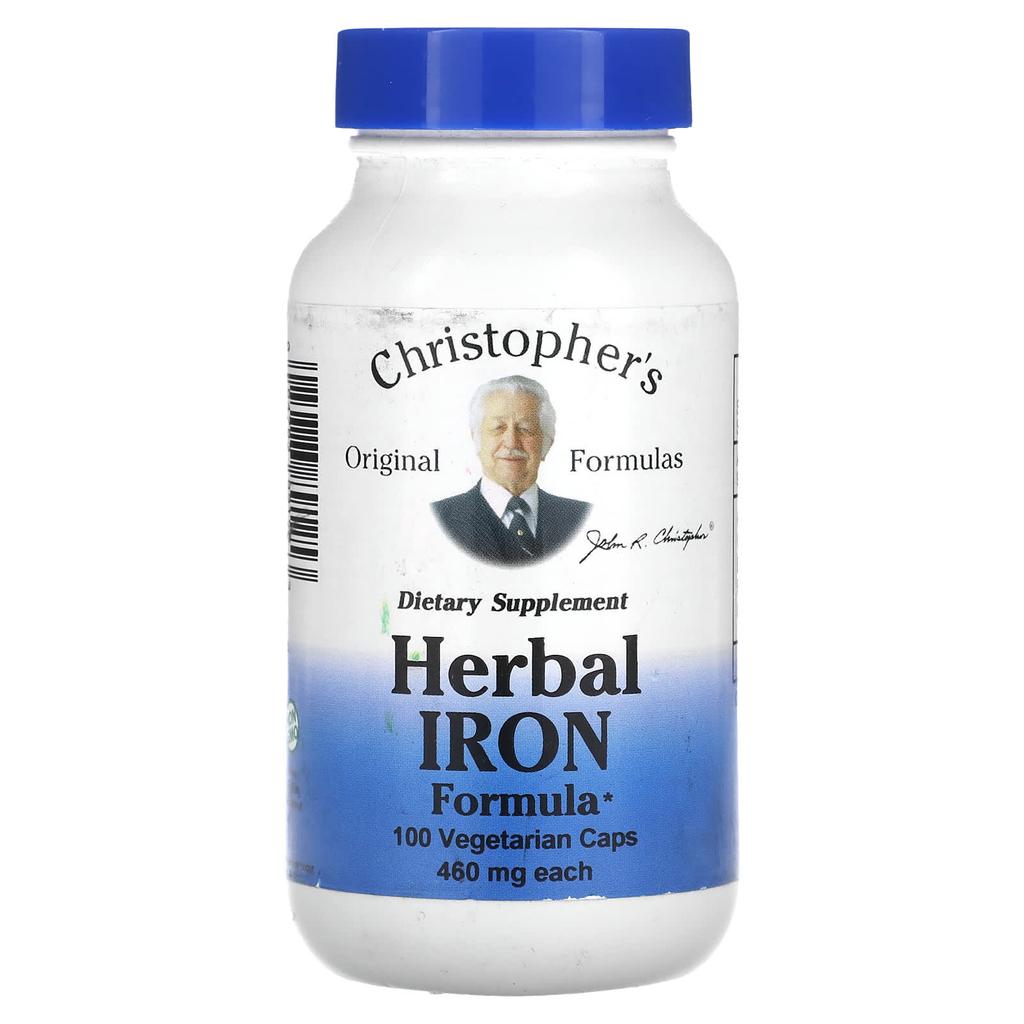 Christopher's Original Formulas Herbal Iron Formula, 475 Mg, 100 Veggie Capsules