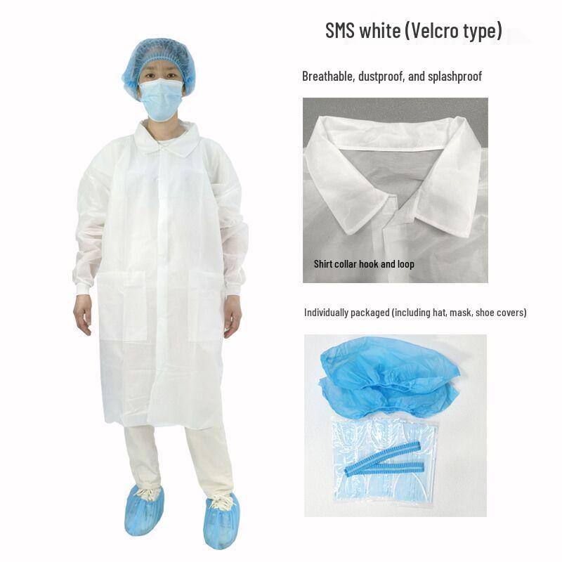 Thickened Disposable Work Suit Set: Dustproof and Isolation Gown with Lab Coat