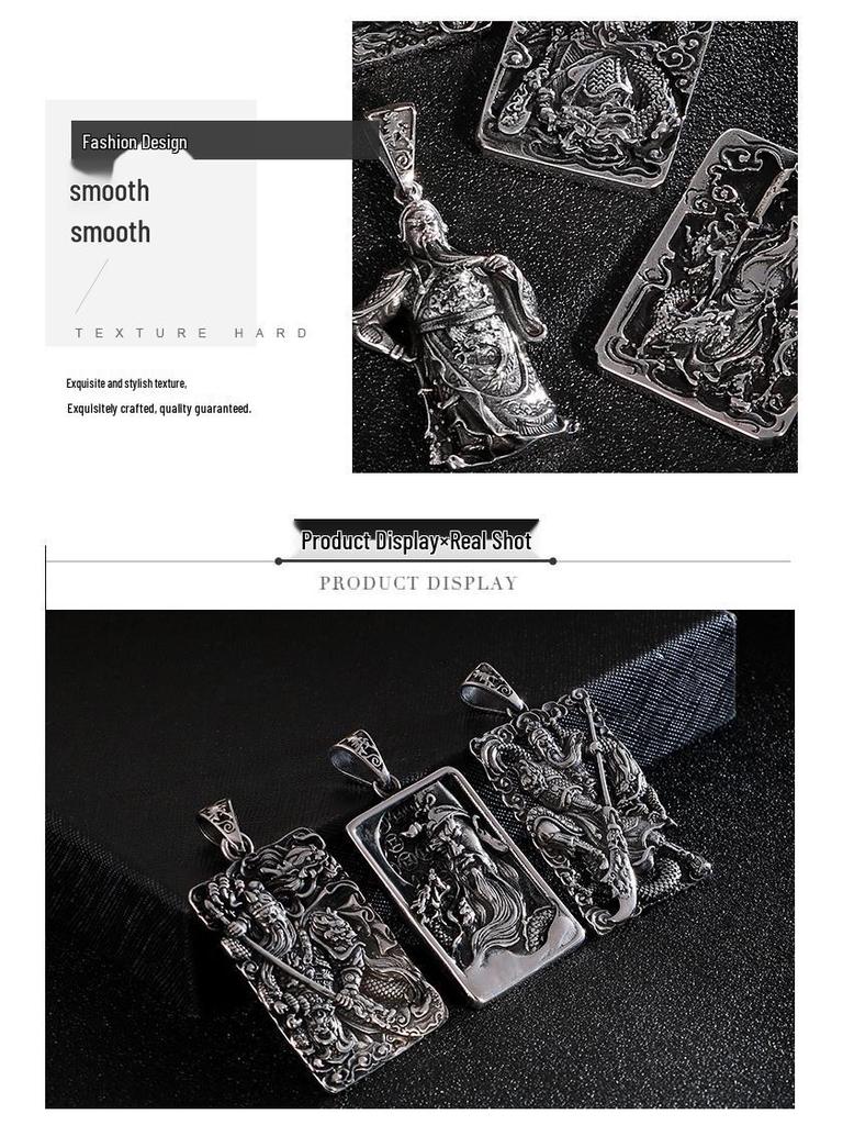 Ethnic Stainless Steel Guan Gong Pendant - Titan Steel Necklace with Retro Dragon Design