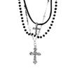 Retro Y2K Dark Punk Beaded Necklace - Multi-layered Clavicle Chain for Women