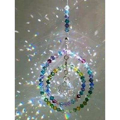 Sparkling K9 Crystal Glass Crystal Car Hanging Rainbow Suncatcher Beautiful Balcony Garden Hanging Ornament A17