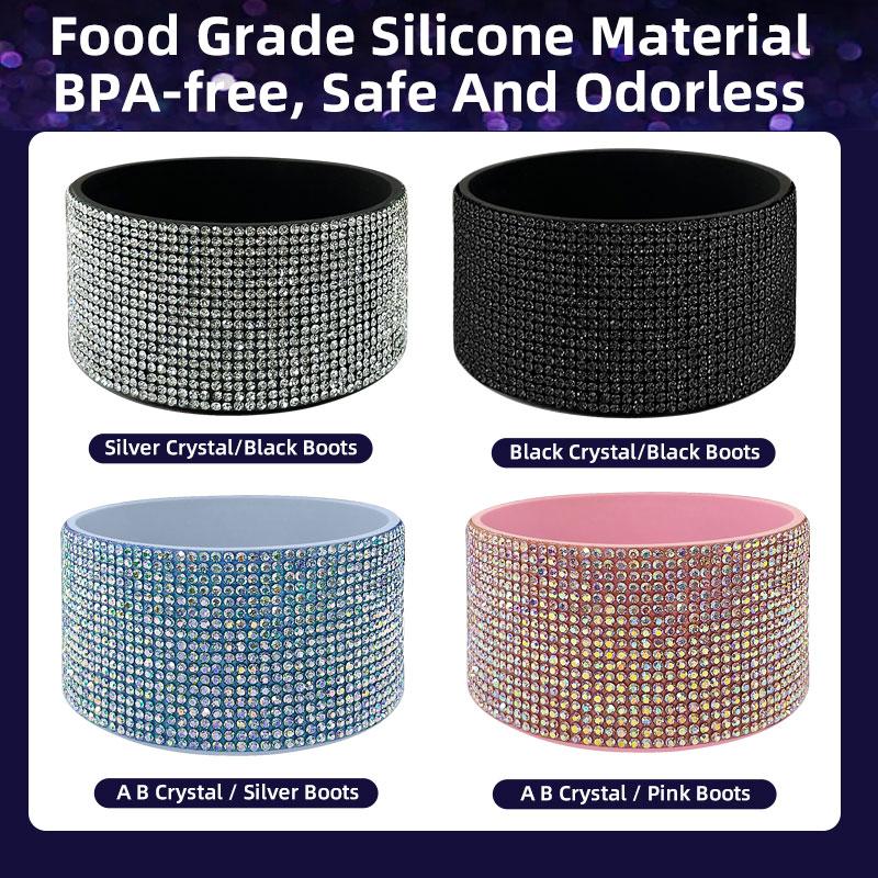 Rhinestone Protective Cover Diamond Anti-slip Cup Lid Bottom Cover Silicone Bottle Cap Cup Accessories Silicone Cup Cover Coaster