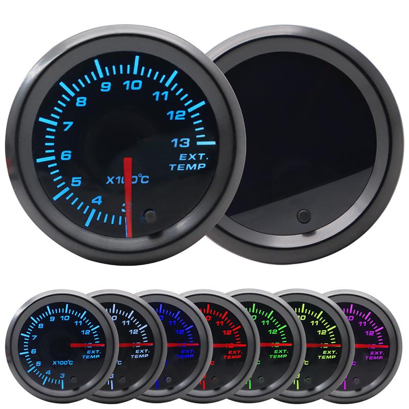 2' 52mm LED Tinted 7 Color Series Boost/Water Temp/Oil Temp/Oil Pressure/Voltmeter/Air Fuel Ratio/EGT/Tachometer RPM Car Gauge
