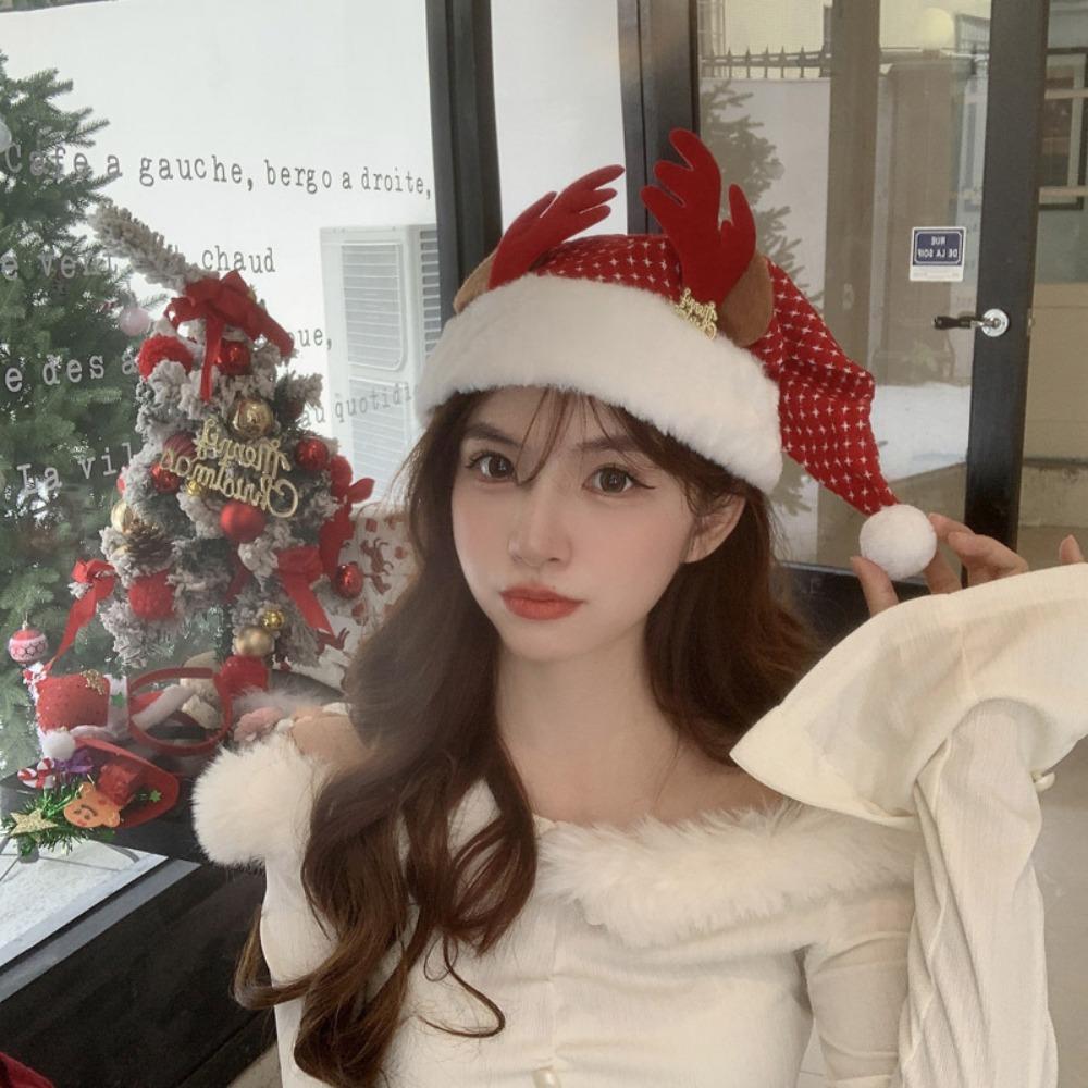 Merry Christmas Decoration Santa Claus Hat Bow Red Plush Hat All-match Christmas Sequin Hat  Adults