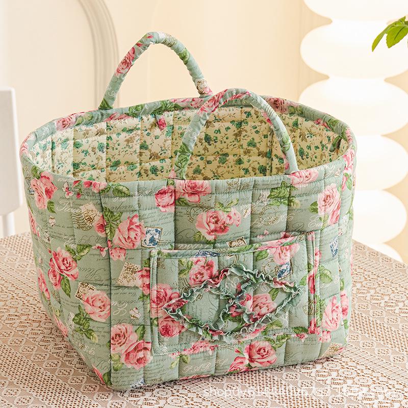 Portable Floral Foldable Storage Basket for Home Textiles and Underwear Organizer