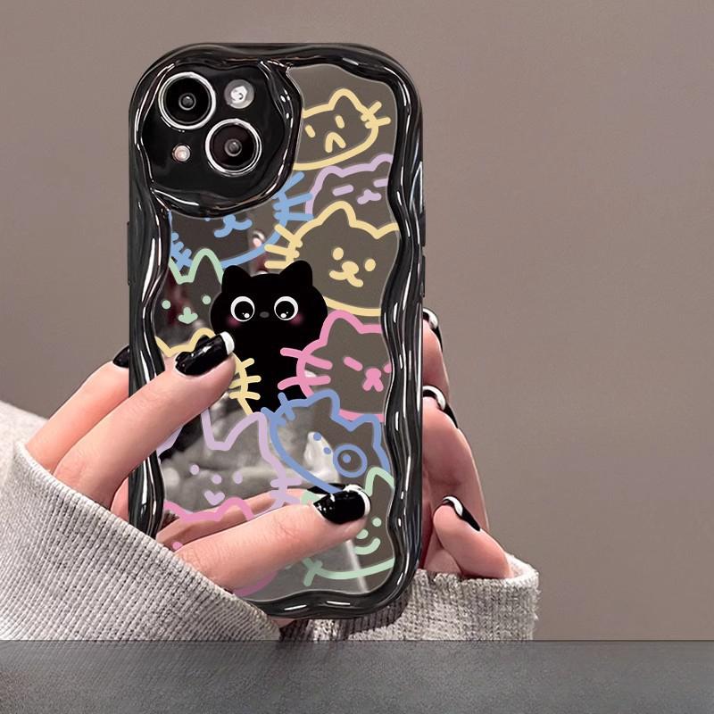 Подходит для Apple 14 Чехол для мобильного телефона Promax для iPhone 15 Забавная маска для лица с зеркалом в виде кошки и собаки 13 Силиконовый защитный чехол 12