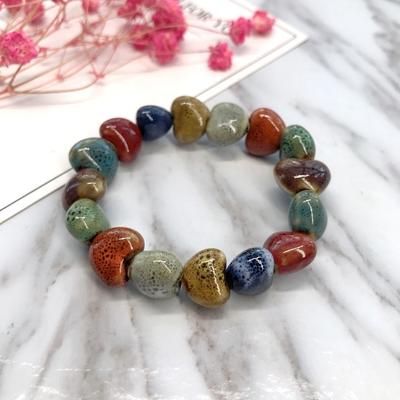 Blumenglasur Keramikarmband, Retro mehrfarbiges Keramikarmband, süßes Partnerarmband für Damen und Herren, vielseitige Accessoires