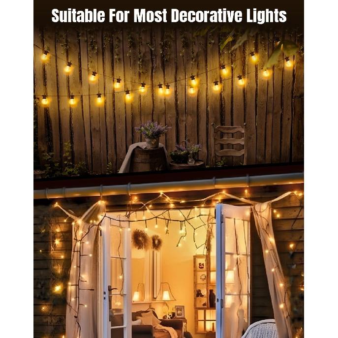 LZC Hooks for Outdoor String Lights Clips: 20 Pack Large Clear Rectangle Outdoor Light Clips Waterproof Adhesive Strips - Heavy Duty Outside Hanging