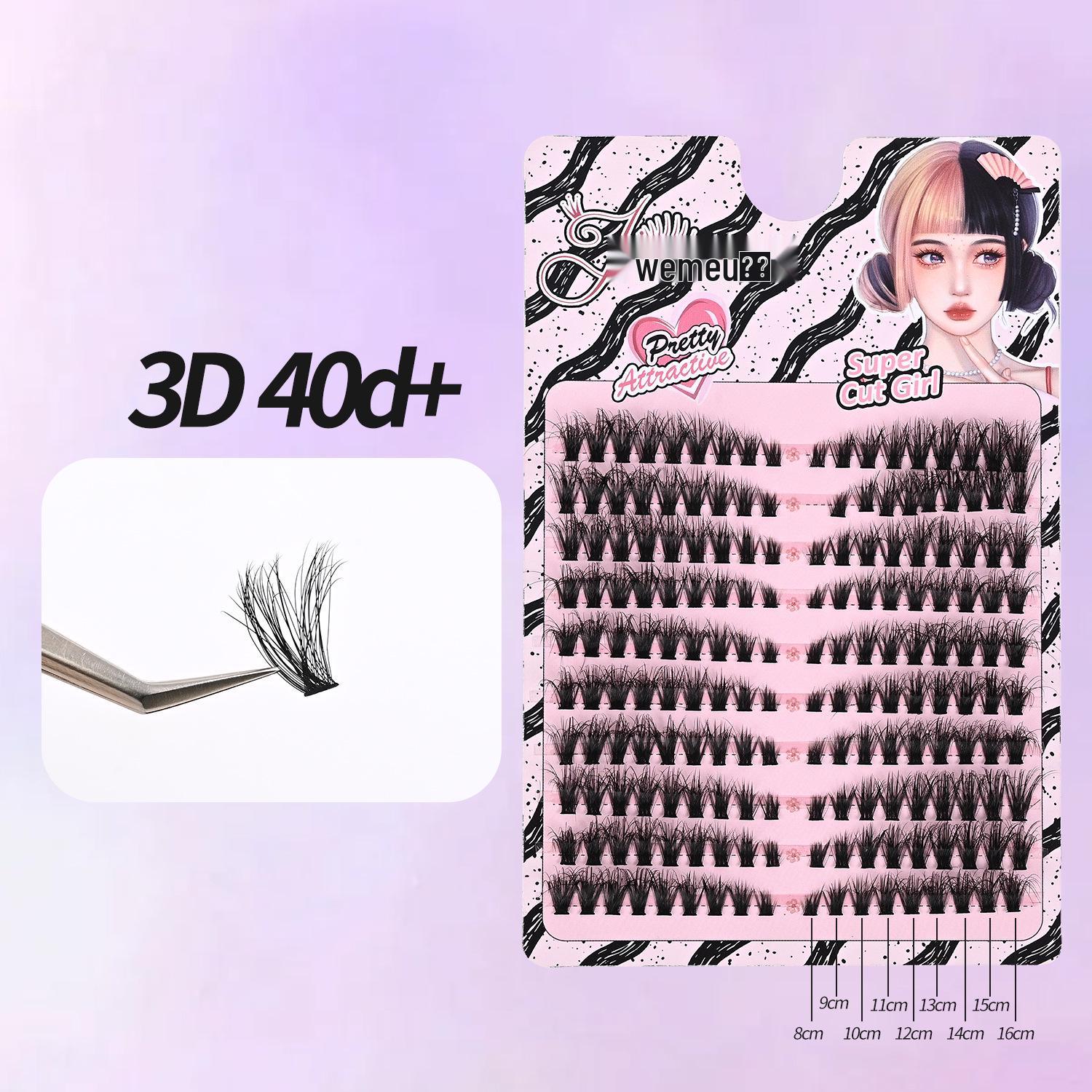 

3D Cross-Slanted Hot-Melt Flower Fluff Eyelashes - 40D, Large Capacity, Natural Thick Curl, 10 Rows 3D Cluster, 10 Rows Pack