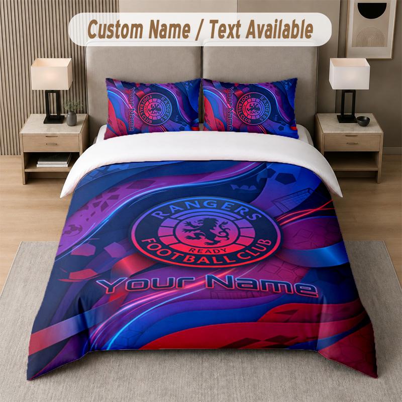 Rangers FC Design Bedding Set Custom Text 1 Duvet Cover & 2 Pillow Cases