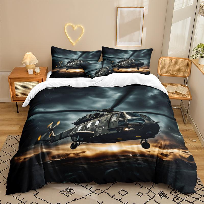 

Комплект постельного белья из трех предметов серии «Вертолет» с 3D цифровой печатью: простыня, пододеяльник 90 * 200 two-piece set