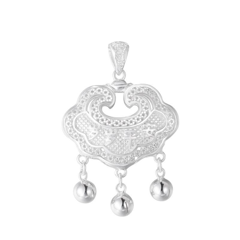 S999 Sterling Silver Year-After-Year Peace Baby Longevity Lock – Pure Silver Full Moon Gift S999 Pure Silver