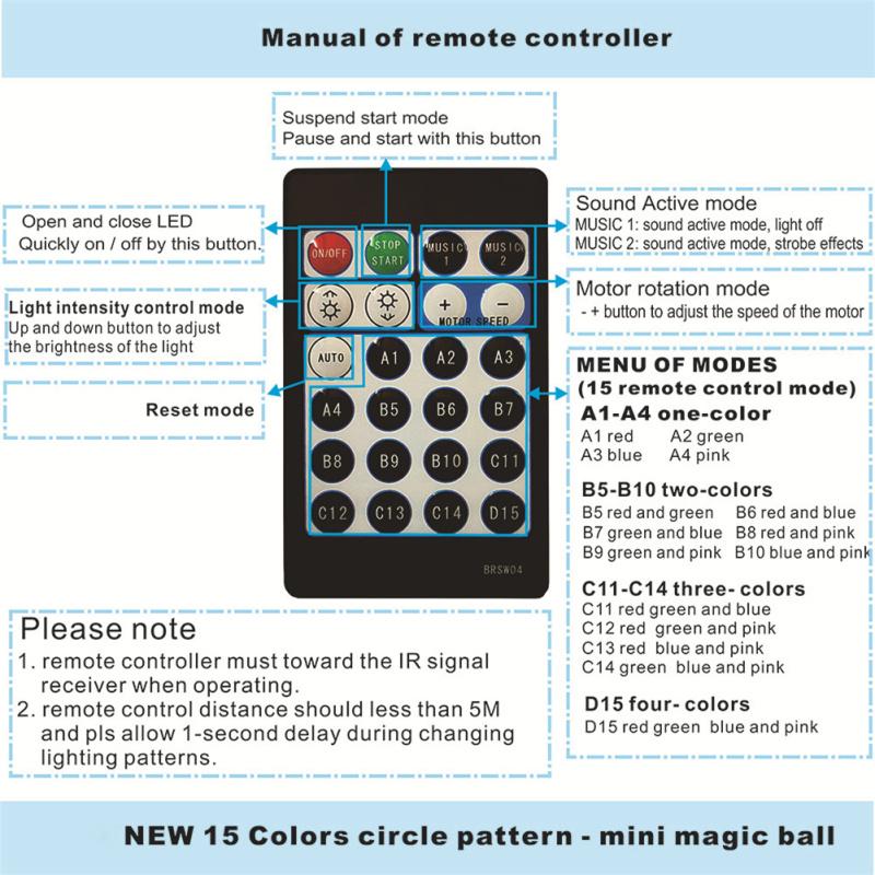 15-Farben-LED-Bühnenlicht, kleine Magic Ball Disco Ktv Stroboskoplampe mit Fernbedienung, mehrere