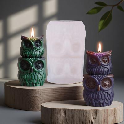 Layer Owl Candle Silicone Mold for Candle Making,Aromatherapys Candle Resin Mould Ornament Epoxy Resin Casting Mold