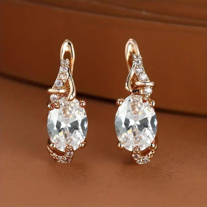 New colorful earrings exquisite copper inlaid zircon simple ear buckle light luxury high-end ear buckle earrings women