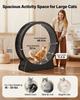 Cat Exercise Wheel, 132cm Wooden Cat Running Wheel for Indoor Kitten up to 12.7kg, Cats Treadmill with Carpeted Runway & Locking Mechanism, Quiet Cat